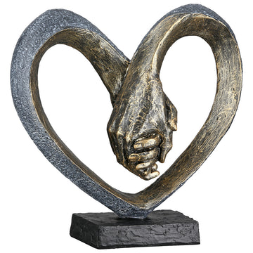 Skulptur – Kunstharz Material, Herz Motiv, Metallische Optik - Hand in Hand | Gilde