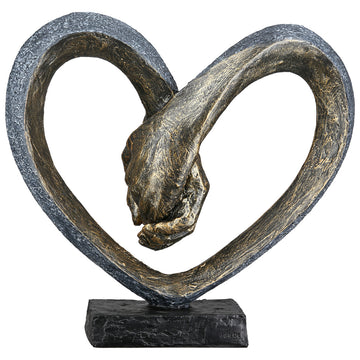 Skulptur – Kunstharz Material, Herz Motiv, Metallische Optik - Hand in Hand | Gilde