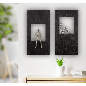 Wandobjekt – Mangoholz Material, Antik Finish, Silhouetten Design - Sitting | Gilde