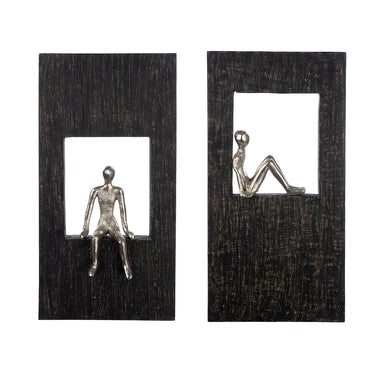 Wandobjekt – Mangoholz Material, Antik Finish, Silhouetten Design - Sitting | Gilde