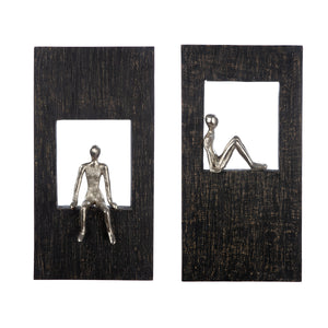 Wandobjekt – Mangoholz Material, Antik Finish, Silhouetten Design - Sitting | Gilde