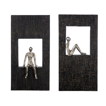 Wandobjekt – Mangoholz Material, Antik Finish, Silhouetten Design - Sitting | Gilde