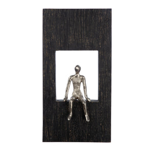 Wandobjekt – Mangoholz Material, Antik Finish, Silhouetten Design - Sitting | Gilde