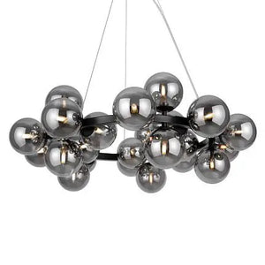 Pendant lamp with black metal frame and smoke-colored glass spheres in a modern design - Dallas | Maytoni