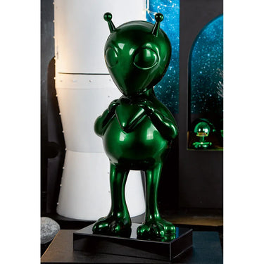 Skulptur – Grüner Marmorglanz, Schwarzer Akzent, Edle Basis, 68 cm - Allen | Gilde