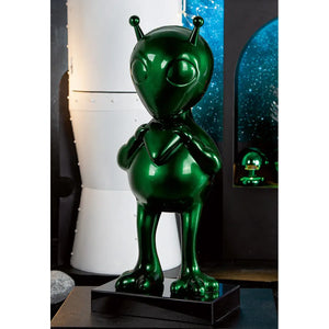 Skulptur – Grüner Marmorglanz, Schwarzer Akzent, Edle Basis, 68 cm - Allen | Gilde