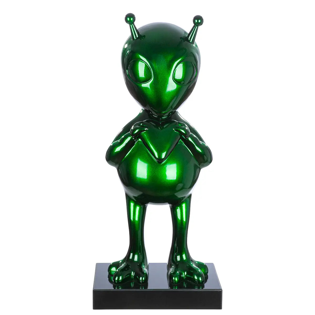 Skulptur – Grüner Marmorglanz, Schwarzer Akzent, Edle Basis, 68 cm - Allen | Gilde