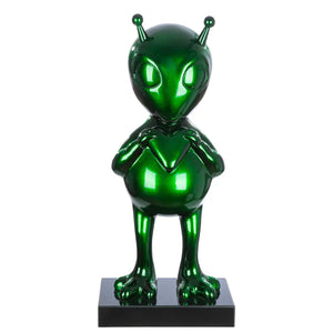 Skulptur – Grüner Marmorglanz, Schwarzer Akzent, Edle Basis, 68 cm - Allen | Gilde