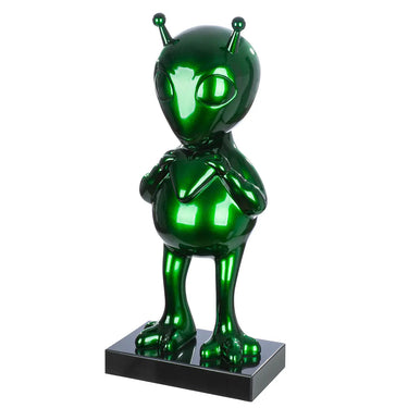 Skulptur – Grüner Marmorglanz, Schwarzer Akzent, Edle Basis, 68 cm - Allen | Gilde