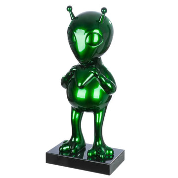 Skulptur – Grüner Marmorglanz, Schwarzer Akzent, Edle Basis, 68 cm - Allen | Gilde