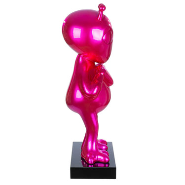 Skulptur – Rosa Marmorglanz, Schwarzer Akzent, Edle Basis, 68 cm - Allie | Gilde