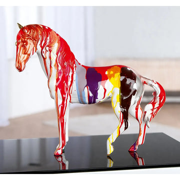 Dekofigur – Bunte Pferdekunst, Glänzende Veredelung, Filzgleiter, 31 cm - Cavallo | Gilde