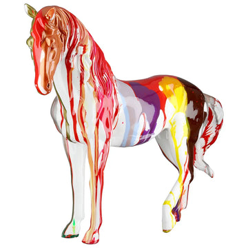 Dekofigur – Bunte Pferdekunst, Glänzende Veredelung, Filzgleiter, 31 cm - Cavallo | Gilde