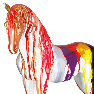 Dekofigur – Bunte Pferdekunst, Glänzende Veredelung, Filzgleiter, 31 cm - Cavallo | Gilde