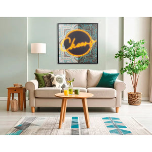 Wandbild – Leuchtender Schriftzug, Bemalte Leinwand, Gerahmtes Design, 83 cm - Cheers | Gilde