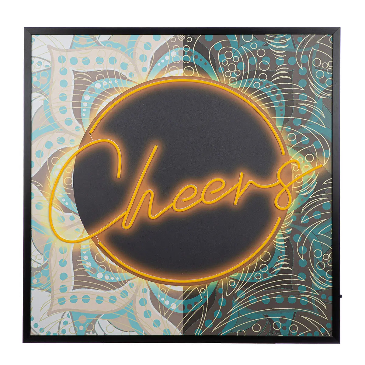 Wandbild – Leuchtender Schriftzug, Bemalte Leinwand, Gerahmtes Design, 83 cm - Cheers | Gilde