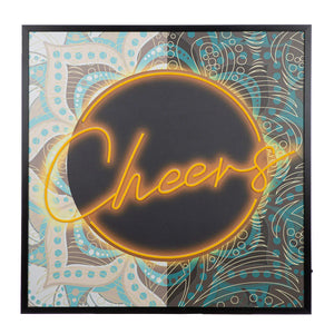 Wandbild – Leuchtender Schriftzug, Bemalte Leinwand, Gerahmtes Design, 83 cm - Cheers | Gilde