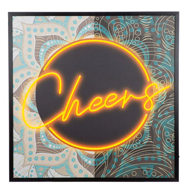Wandbild – Leuchtender Schriftzug, Bemalte Leinwand, Gerahmtes Design, 83 cm - Cheers | Gilde