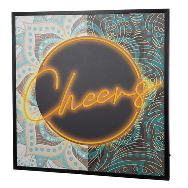 Wandbild – Leuchtender Schriftzug, Bemalte Leinwand, Gerahmtes Design, 83 cm - Cheers | Gilde