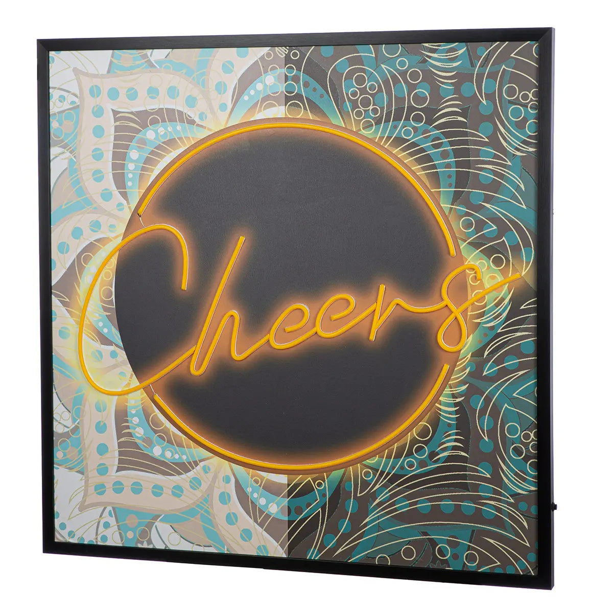 Wandbild – Leuchtender Schriftzug, Bemalte Leinwand, Gerahmtes Design, 83 cm - Cheers | Gilde