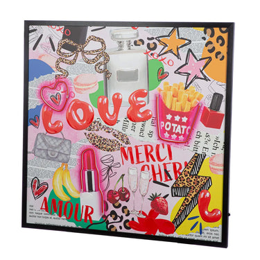 Wandbild – Bunte Popkunst, Bemalte Leinwand, Gerahmtes Design, 83 cm - OOH LALA | Gilde
