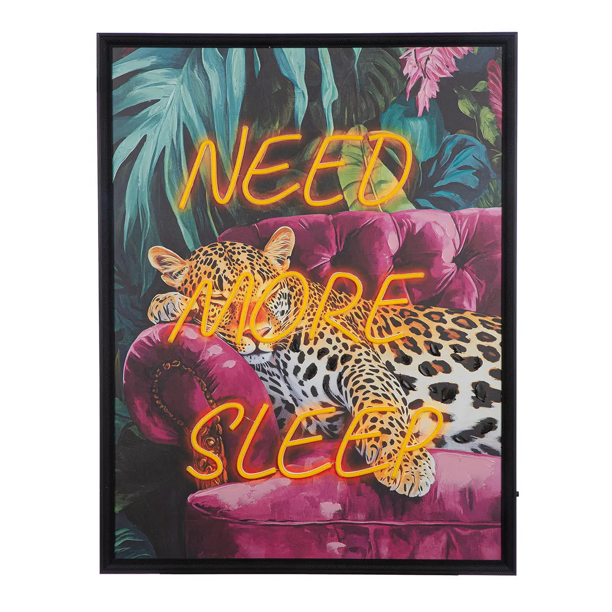 Wandbild – Ausdrucksstarke Popkunst, Leuchtende Akzente, Gerahmtes Design, 83 cm - Need more sleep | Gilde