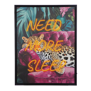 Wandbild – Ausdrucksstarke Popkunst, Leuchtende Akzente, Gerahmtes Design, 83 cm - Need more sleep | Gilde