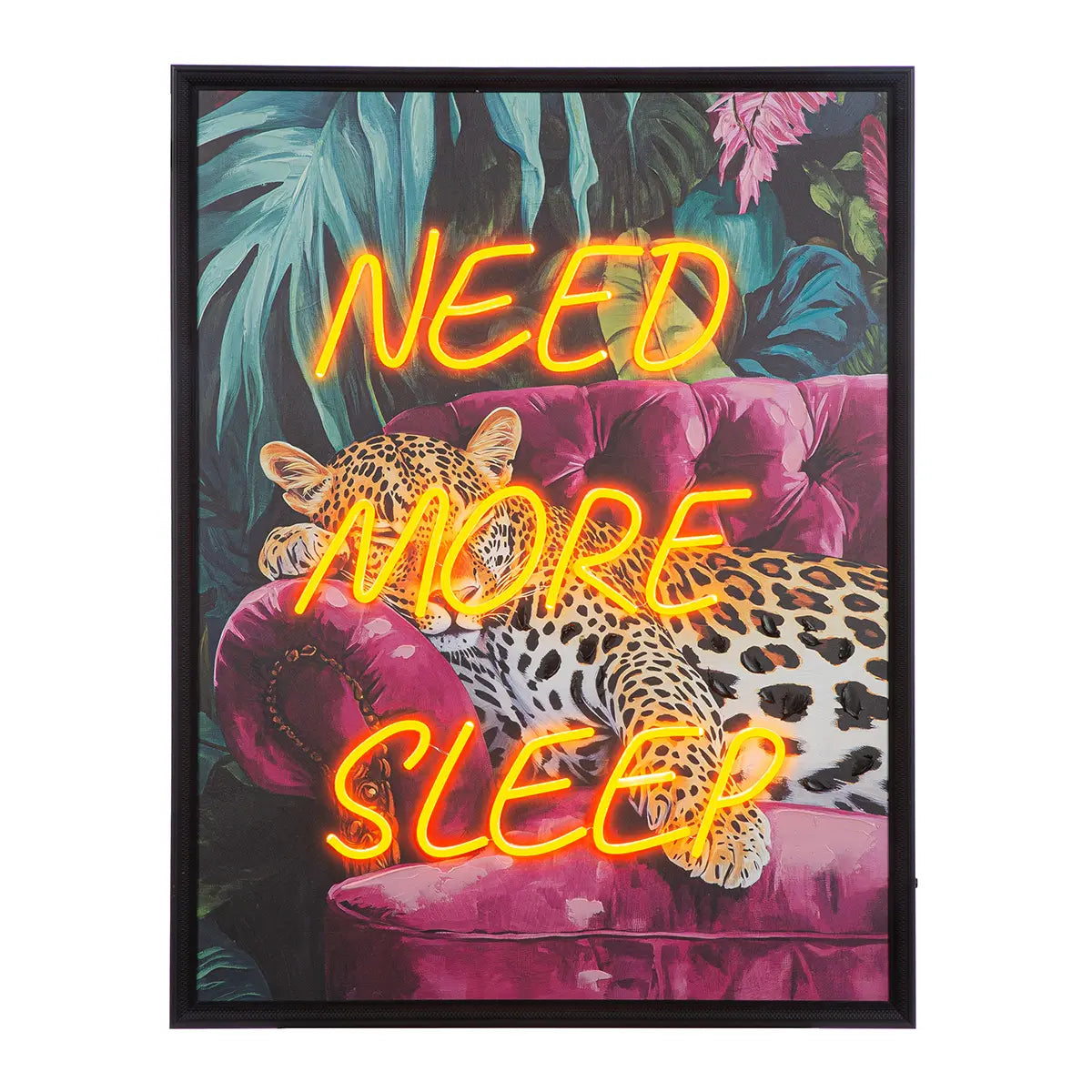 Wandbild – Ausdrucksstarke Popkunst, Leuchtende Akzente, Gerahmtes Design, 83 cm - Need more sleep | Gilde
