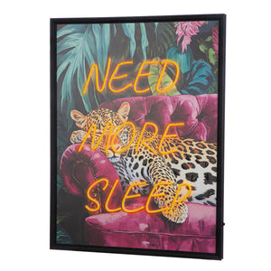 Wandbild – Ausdrucksstarke Popkunst, Leuchtende Akzente, Gerahmtes Design, 83 cm - Need more sleep | Gilde