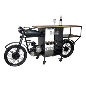 Hausbar – Motorradform, Schwarzes Eisen, Mangoholz, 102 cm - Motorrad | Gilde