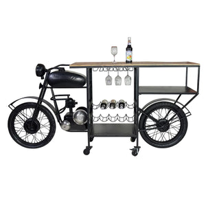 Hausbar – Motorradform, Schwarzes Eisen, Mangoholz, 102 cm - Motorrad | Gilde