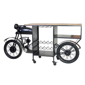 Hausbar – Motorradform, Schwarzes Eisen, Mangoholz, 102 cm - Motorrad | Gilde
