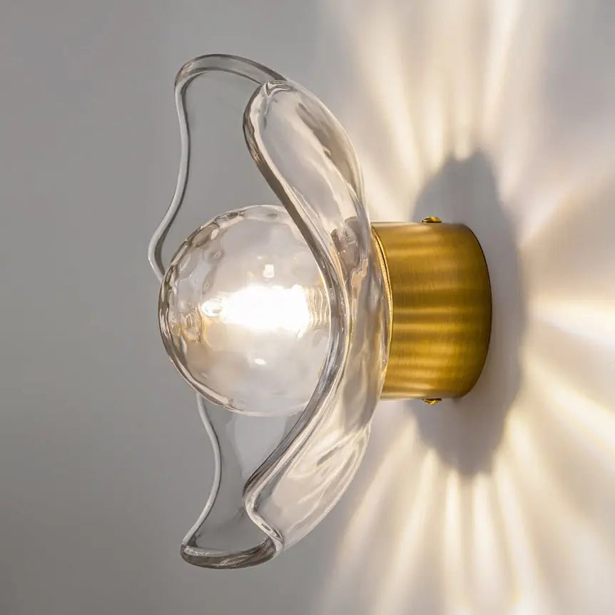 Wall Lamp Brushed Brass, Metal Frame, Cast Glass Accent, Modern – Miracle | Maytoni