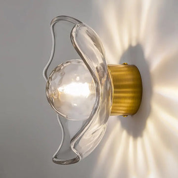 Wall Lamp Brushed Brass, Metal Frame, Cast Glass Accent, Modern – Miracle | Maytoni