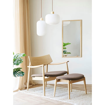 Pendant Light - Glass Shade, Wood Detail, White Design - Argalo | House Nordic