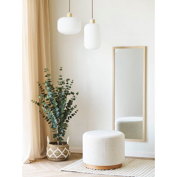 Pendant Light - Glass Shade, Wood Detail, White Design - Argalo | House Nordic