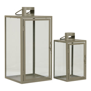 Laternen-Set – Grünes Metall, Glasflächen, Zwei Größen - Corfu | House Nordic