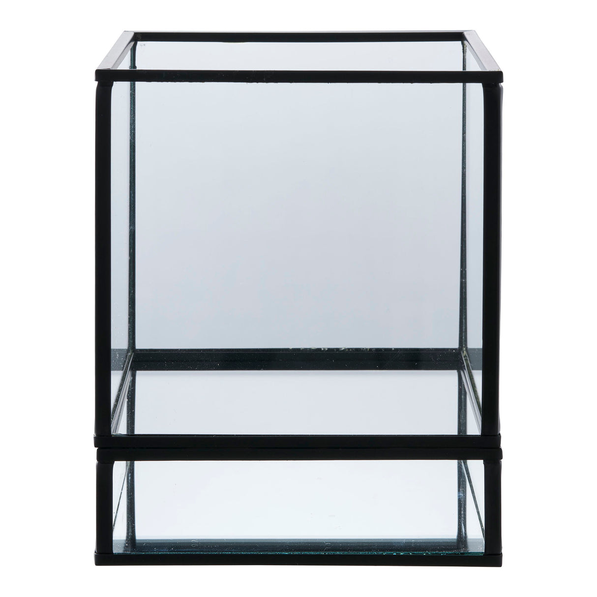 Kerzenhalter – Schwarzes Metall, Klare Glasflächen, 15 cm Höhe - Hurricane | House Nordic