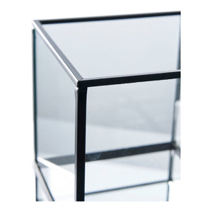 Kerzenhalter – Schwarzes Metall, Klare Glasflächen, 15 cm Höhe - Hurricane | House Nordic
