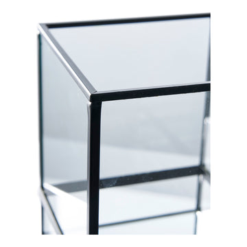Kerzenhalter – Schwarzes Metall, Klare Glasflächen, 15 cm Höhe - Hurricane | House Nordic