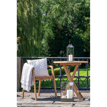 Laterne – Antik-Messingoptik, Glas-Metall-Rahmen, 36,5 cm hoch - Manali | House Nordic
