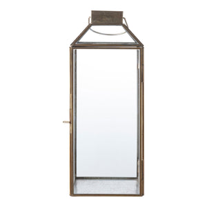 Laterne – Antik-Messingoptik, Glas-Metall-Rahmen, 35 cm hoch - Mysore | House Nordic