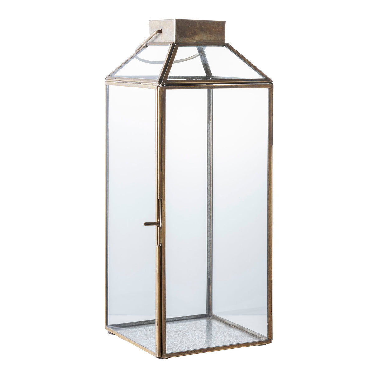 Laterne – Antik-Messingoptik, Glas-Metall-Rahmen, 35 cm hoch - Mysore | House Nordic