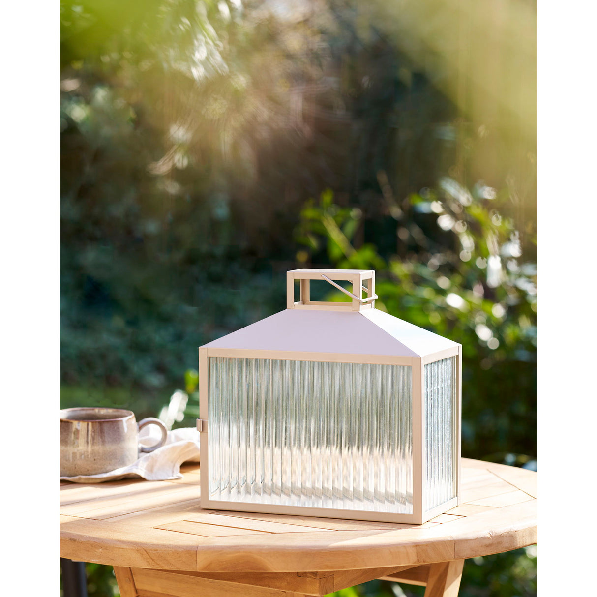 Laterne – Metallrahmen, Glasabdeckung, Beige-Graues Finish - Lucca | House Nordic
