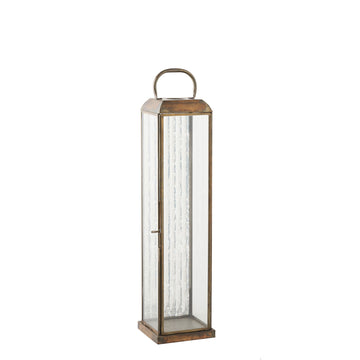 Lantern - Glass housing, metal frame, antique brass look - Herslev | House Nordic