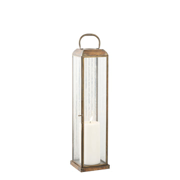 Lantern - Glass housing, metal frame, antique brass look - Herslev | House Nordic