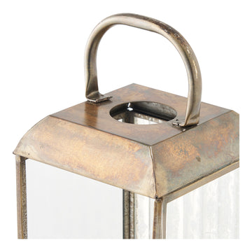 Lantern - Glass housing, metal frame, antique brass look - Herslev | House Nordic