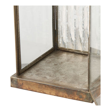 Lantern - Glass housing, metal frame, antique brass look - Herslev | House Nordic