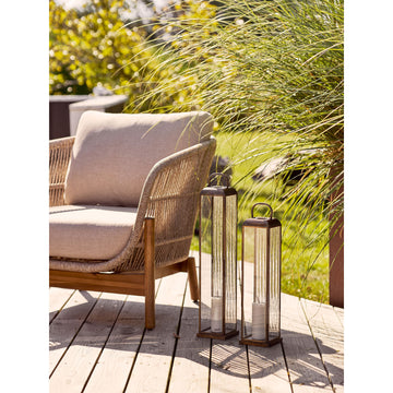 Lantern - Glass housing, metal frame, antique brass look - Herslev | House Nordic