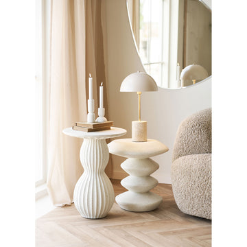 Tischleuchte – Marmorfuß, Messingdetails, beige Schirm - Sheffield | House Nordic